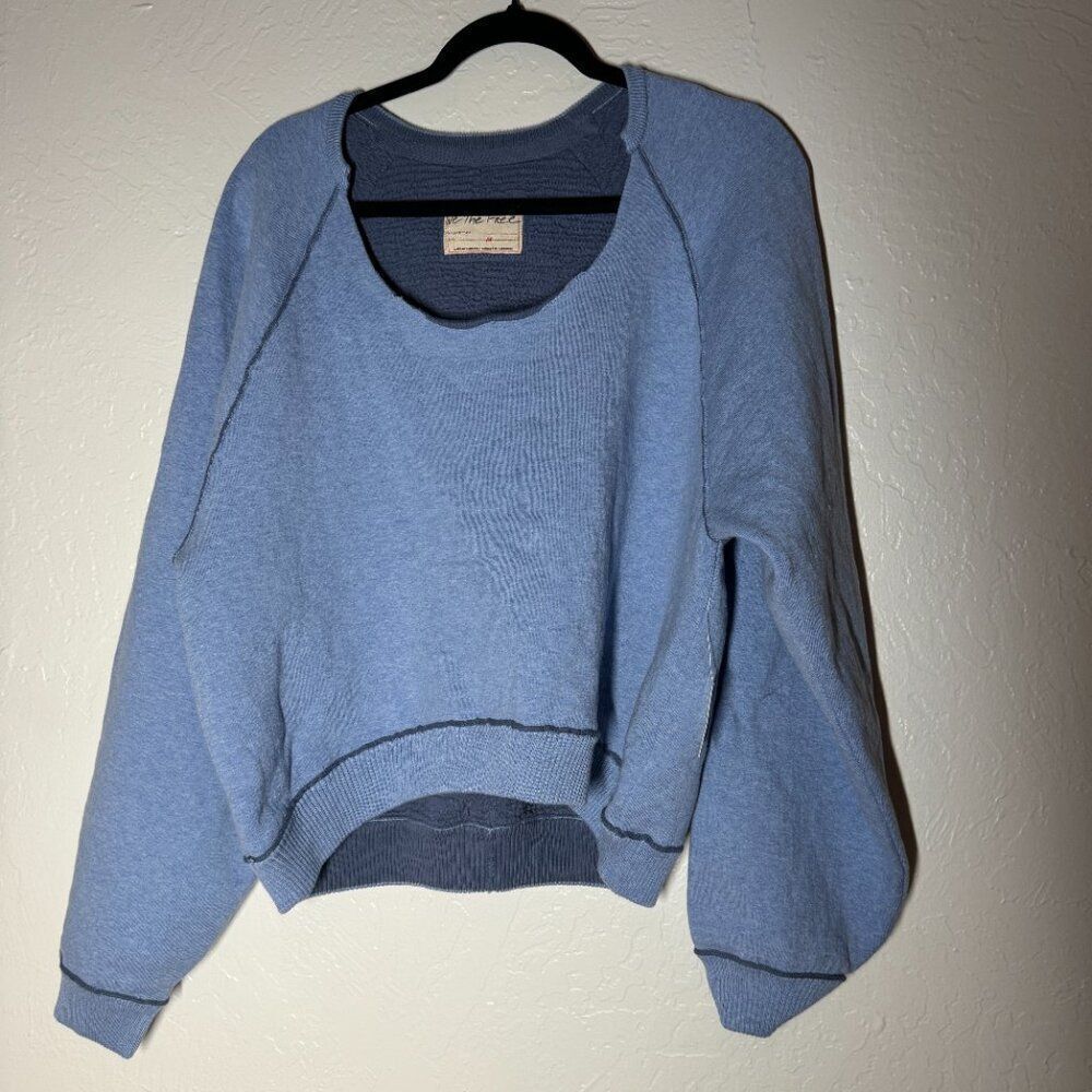 Free People Midnight pulllover Blue Sails Combo Pullover Sweatshirt‎ Size M NWT